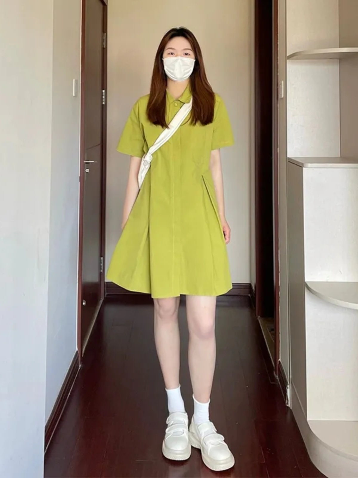 Korean Style A Line Shirt Dress - プラスサイズの襟付きドレス女性ルーズシャツスタイル夏カジュアル A ラインスカート韓国スタイルビッグサイズの服カジュアルウェア