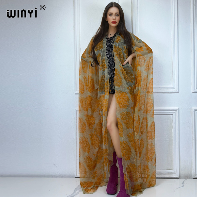 Boho Summer Beach Maxi Dress - Winyi-自由奔放に生きるプリントのビーチドレス,セクシーな着物,遠近法のカーディガン,カフタン,ビキニのカバーアップ,休暇の衣装,夏