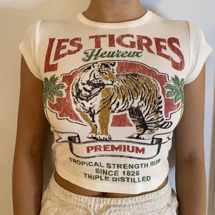 Y2K Graphic Baby Tee Crop - Y2KグラフィックベビーTシャツ レディース ティーンガール フルーツプリント クロップトップ 半袖