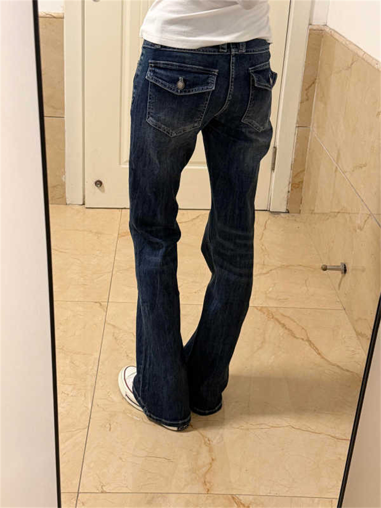 Jeans - 女性のローライズデニムパンツ Y2K ストレートレッグジーンズ アメリカンレトロ 日本のブーツカットジーンズ グランジ