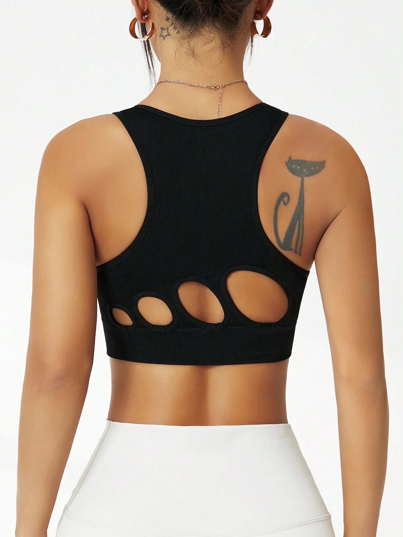 女性用リブ編みシームレススポーツブラ、カットアウトバックレー - Seamless Ribbed Workout Tank Top のレビューと価格