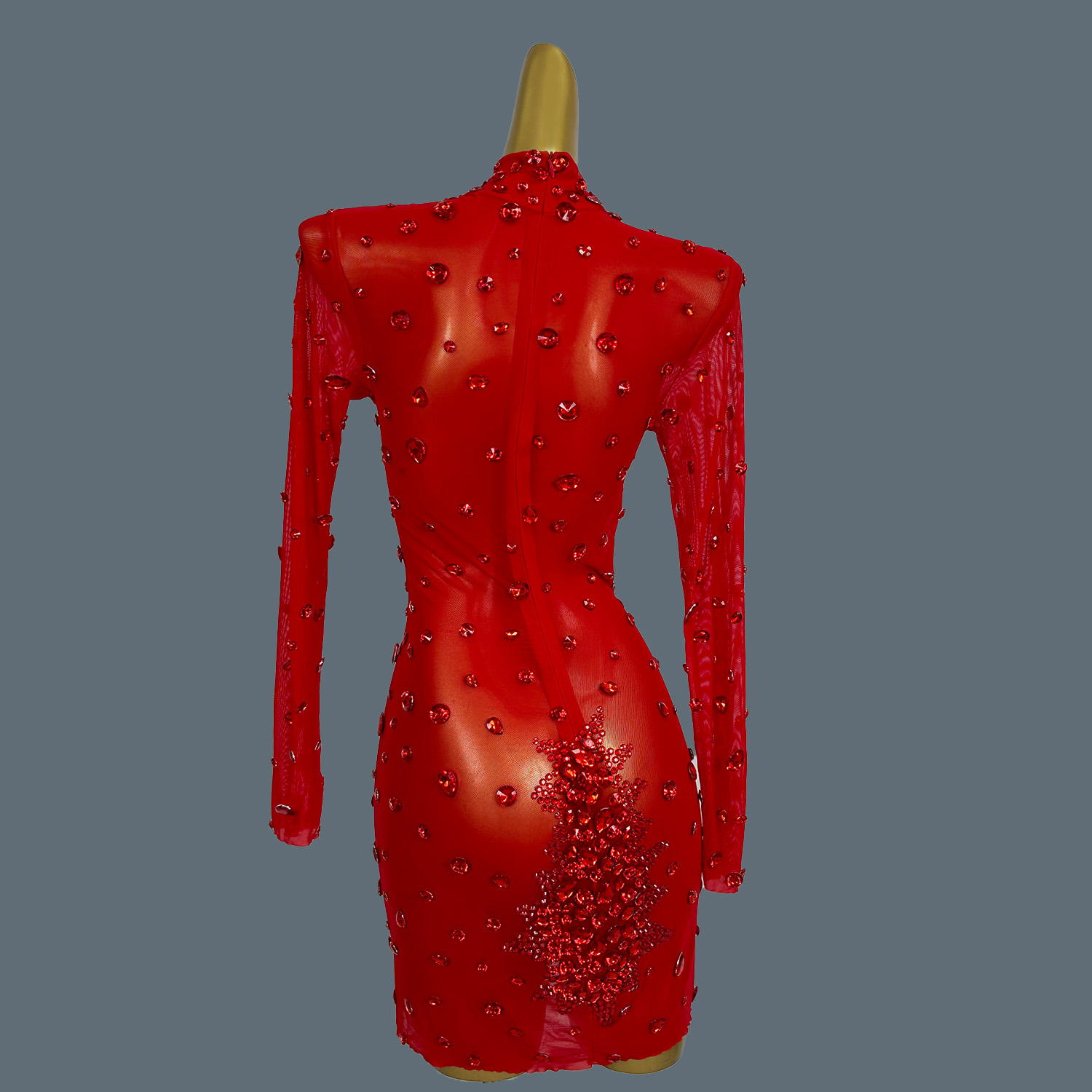 Gibin-ラインストーン付きの透明なミニドレス,赤,きらび - Sparkly Rhinestone Club Party Dress のレビューと価格