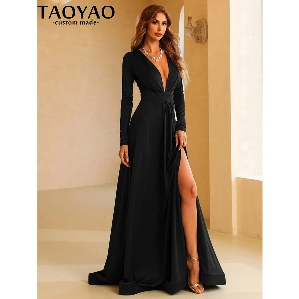 Taoyao-女性のためのカスタマイズされたイブニングドレス - Elegant Satin Evening Gown Split のレビューと価格