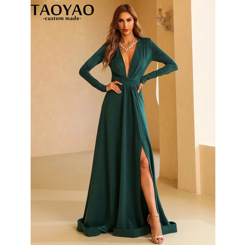 Taoyao-女性のためのカスタマイズされたイブニングドレス - Elegant Satin Evening Gown Split のレビューと価格