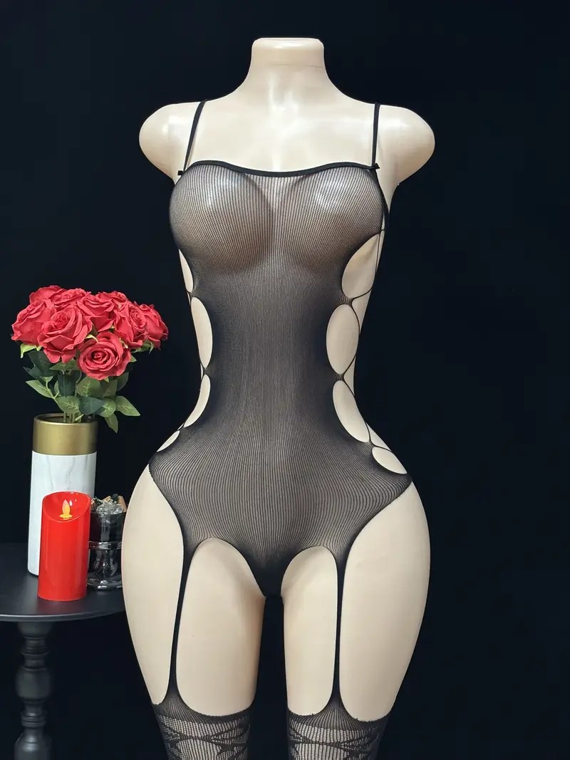 セクシーなサスペンダーストッキングジャンプスーツ、両側にフィ - Lingerie のレビューと価格