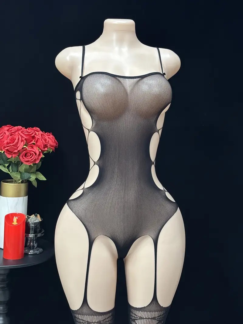 セクシーなサスペンダーストッキングジャンプスーツ、両側にフィ - Lingerie のレビューと価格
