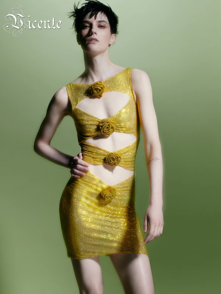 女性のためのミニラインストーンドレス,セクシーなカット,美し - Sparkly Rhinestone Club Party Dress のレビューと価格