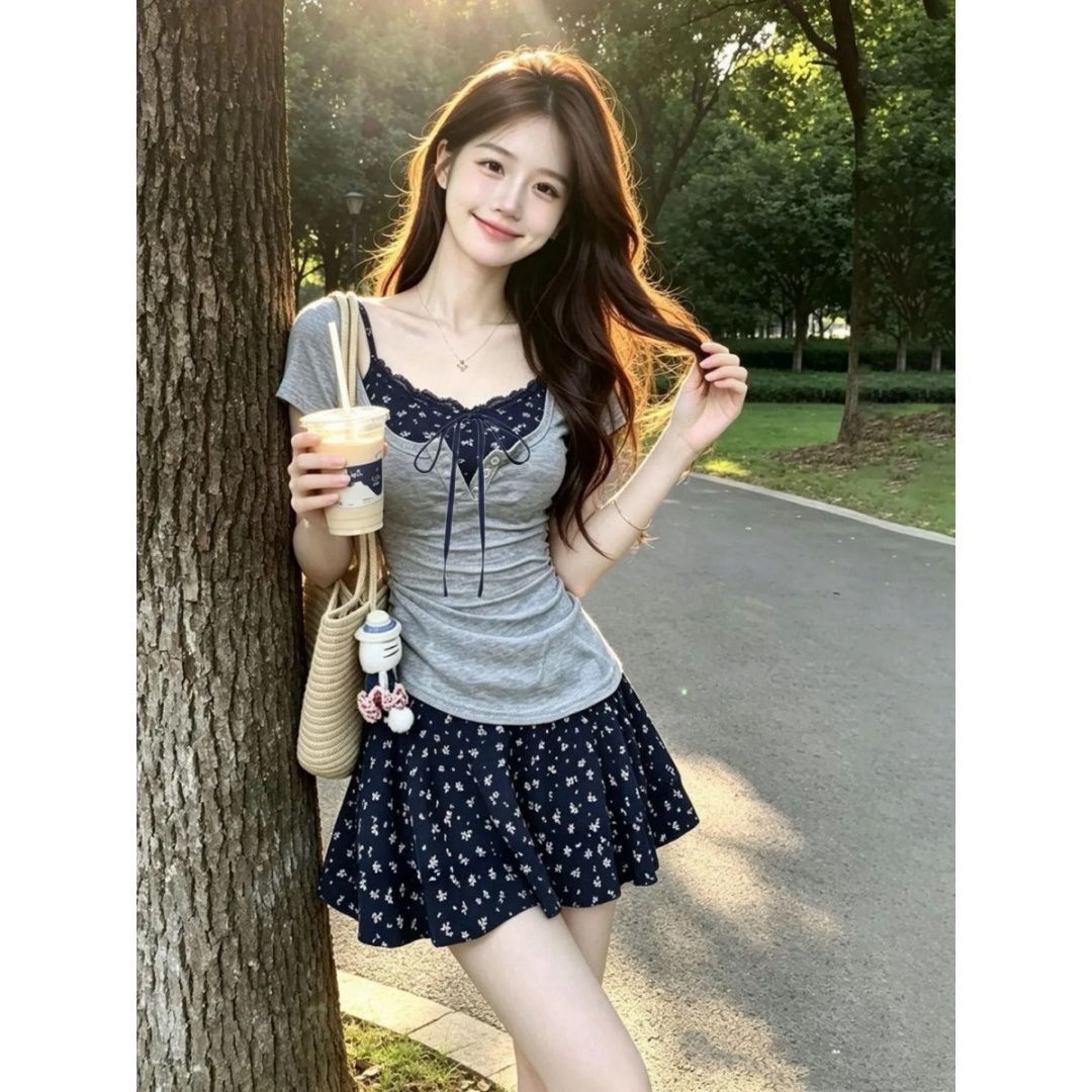 女性のフレンチグレースフルスリムレースミニスリングドレスTシ - Korean Style A Line Shirt Dress のレビューと価格