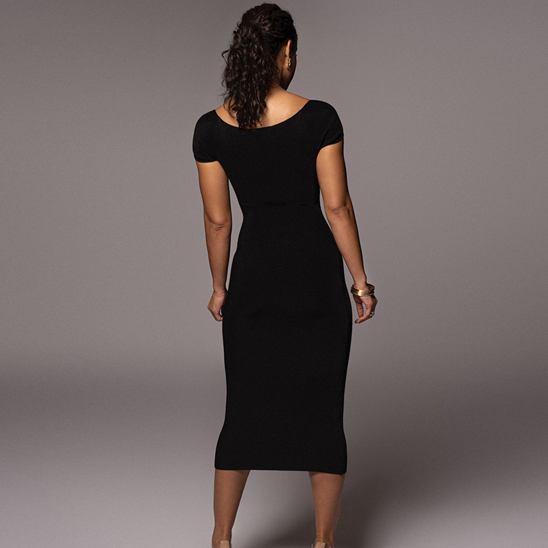2026年夏新作レディースシングルショルダーリブ編み長袖ボデ - Bodycon Long Sleeve Ribbed Dress のレビューと価格