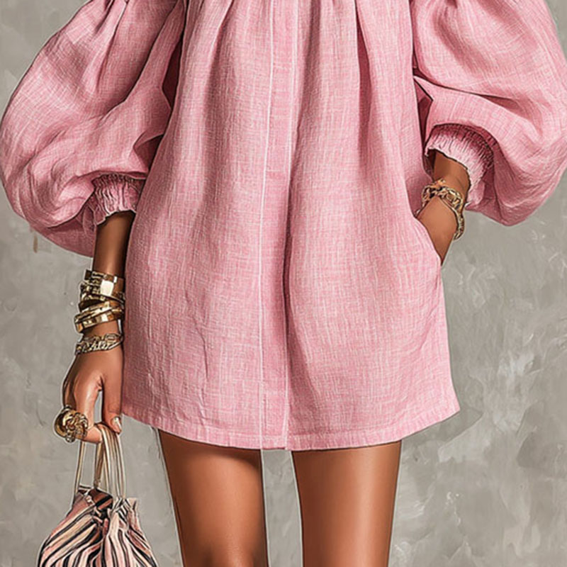 女性用 オフショルダー 新作ドレス ロングパフスリーブ スモ - Off Shoulder Puff Sleeve Sundress のレビューと価格