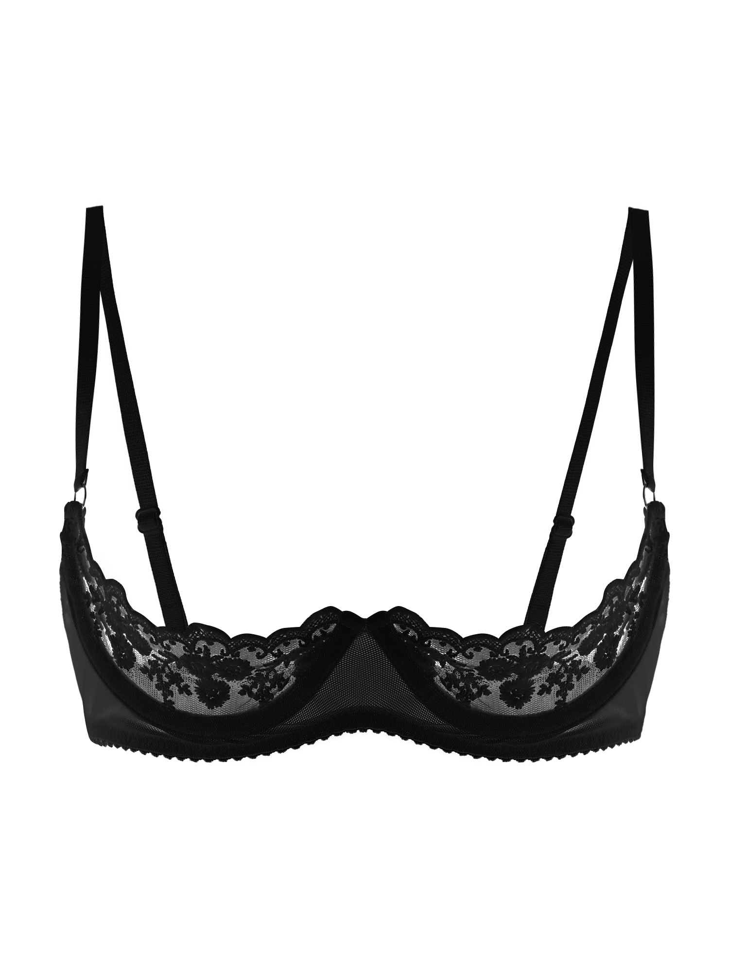 女性用セクシーオープンカップブラ、透け感のあるレース、露出乳 - Lingerie のレビューと価格