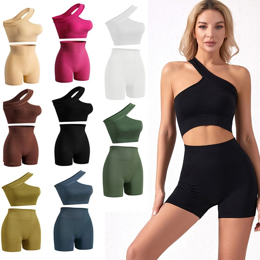 2枚組 再利用可能 シームレス レディース ワークアウトセッ - Seamless Ribbed Workout Tank Top のレビューと価格