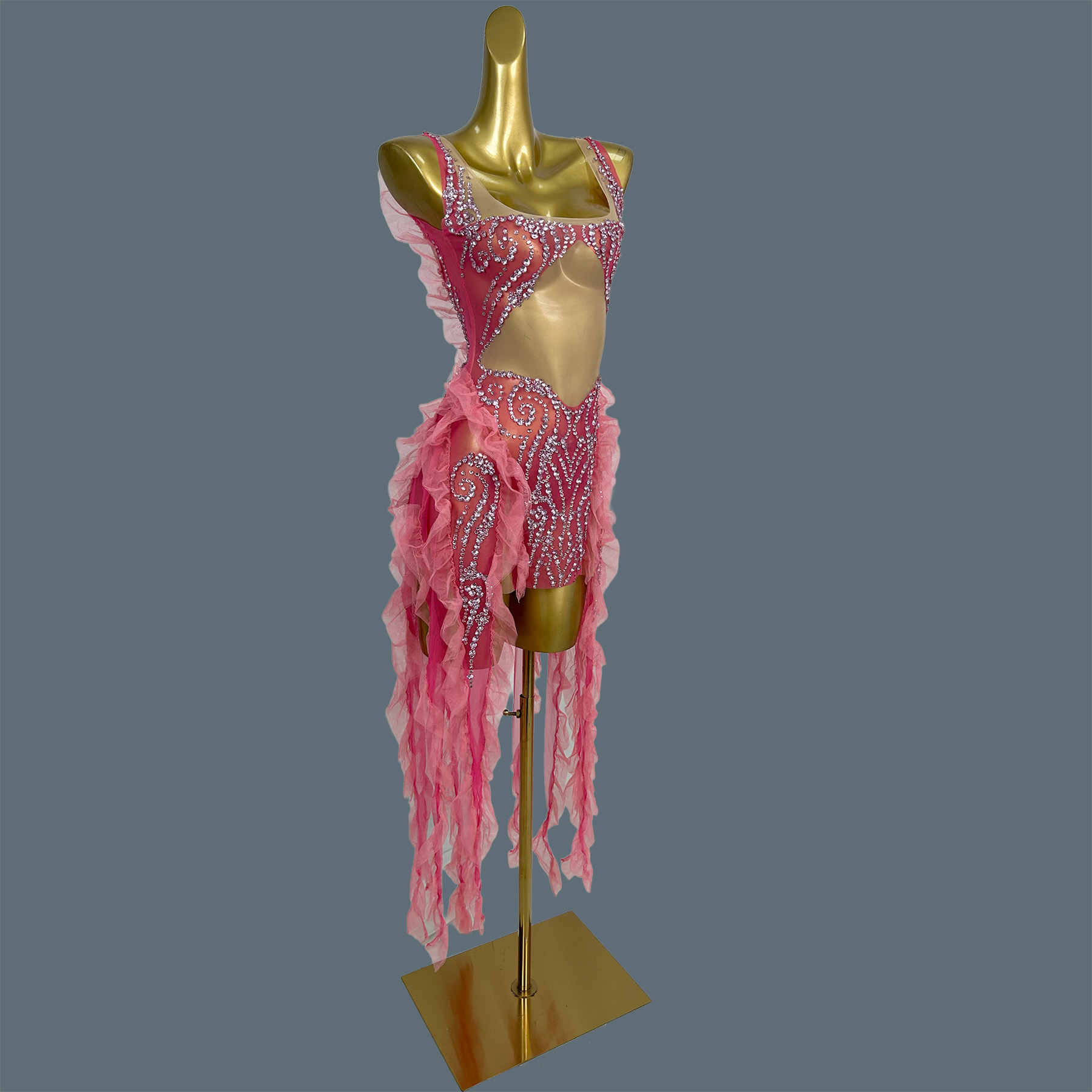 ファッションキラキラクリスタルラインストーンフリルシアーメッ - Sparkly Rhinestone Club Party Dress のレビューと価格