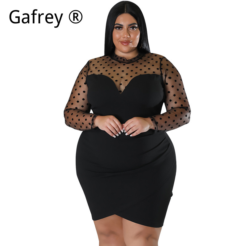 XXL 3XL 4XL 5XL プラスサイズ レディース セ - Sexy Mesh Sheer Bodycon Dress のレビューと価格