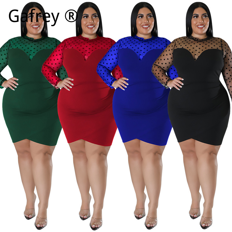 XXL 3XL 4XL 5XL プラスサイズ レディース セ - Sexy Mesh Sheer Bodycon Dress のレビューと価格