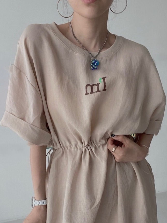 シックな夏カジュアルラウンドネックレタープリントTシャツドレ - Korean Style A Line Shirt Dress のレビューと価格