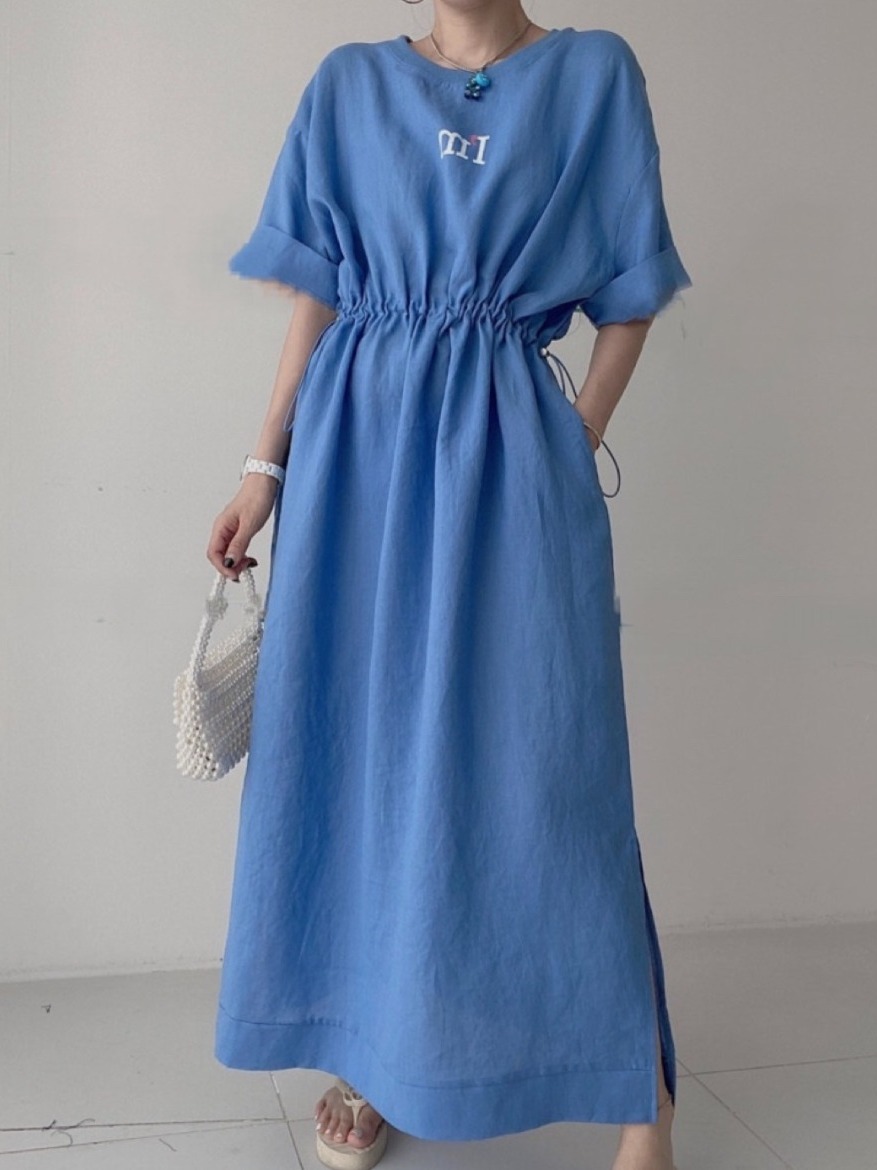 シックな夏カジュアルラウンドネックレタープリントTシャツドレ - Korean Style A Line Shirt Dress のレビューと価格