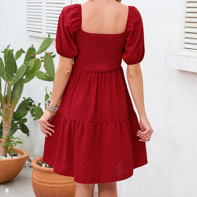 エレガントな女性の夏の半袖ドレスセクシーなオフショルダービー - Off Shoulder Puff Sleeve Sundress のレビューと価格