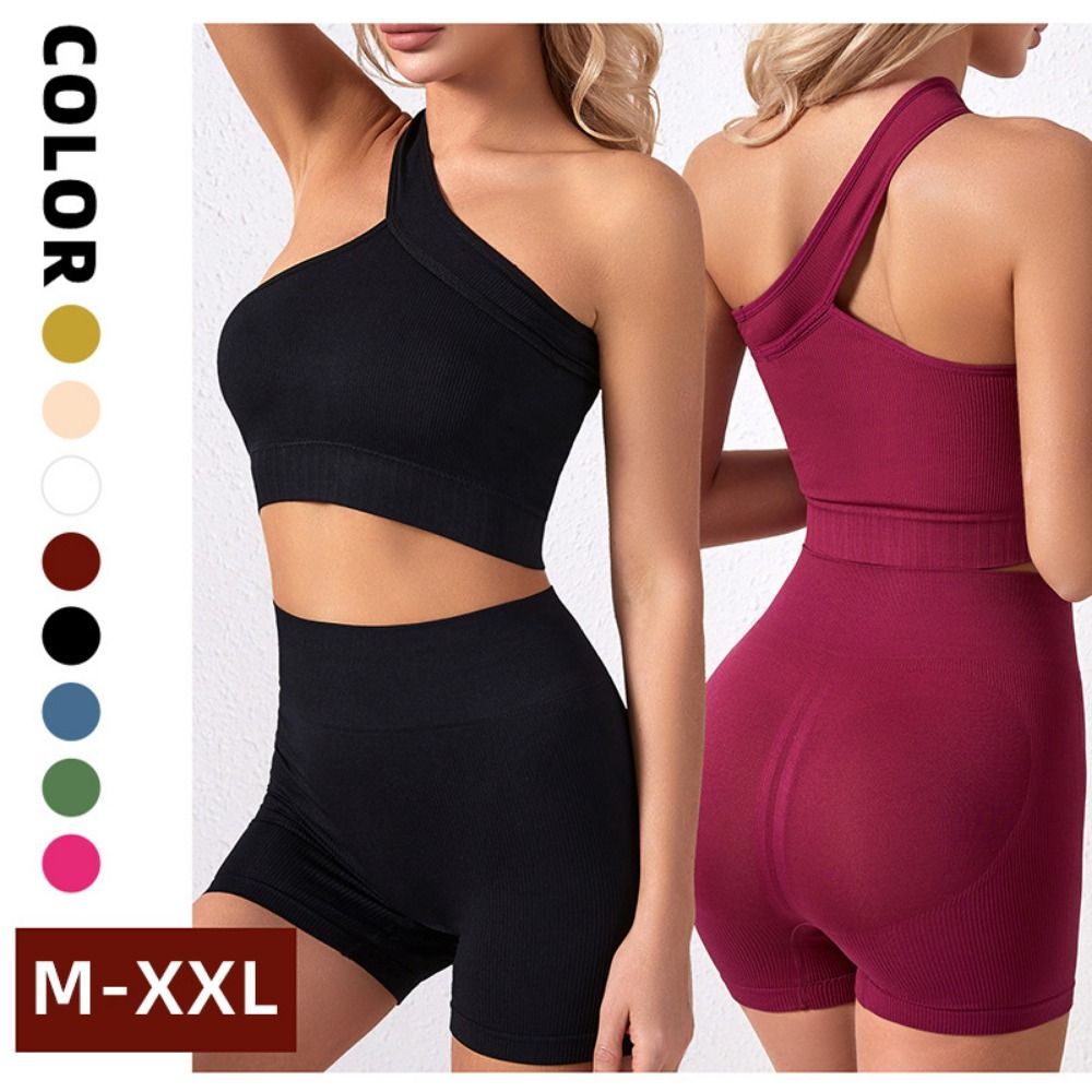 2ピース 再利用可能なシームレス女性用ワークアウトセット リ - Seamless Ribbed Workout Tank Top のレビューと価格