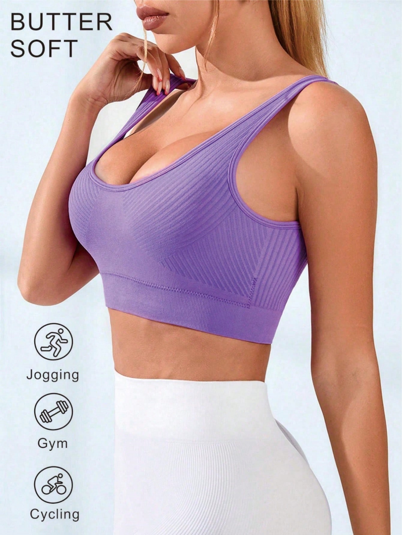レディース リブ編み Uネック スポーツブラ シームレス ワ - Seamless Ribbed Workout Tank Top のレビューと価格