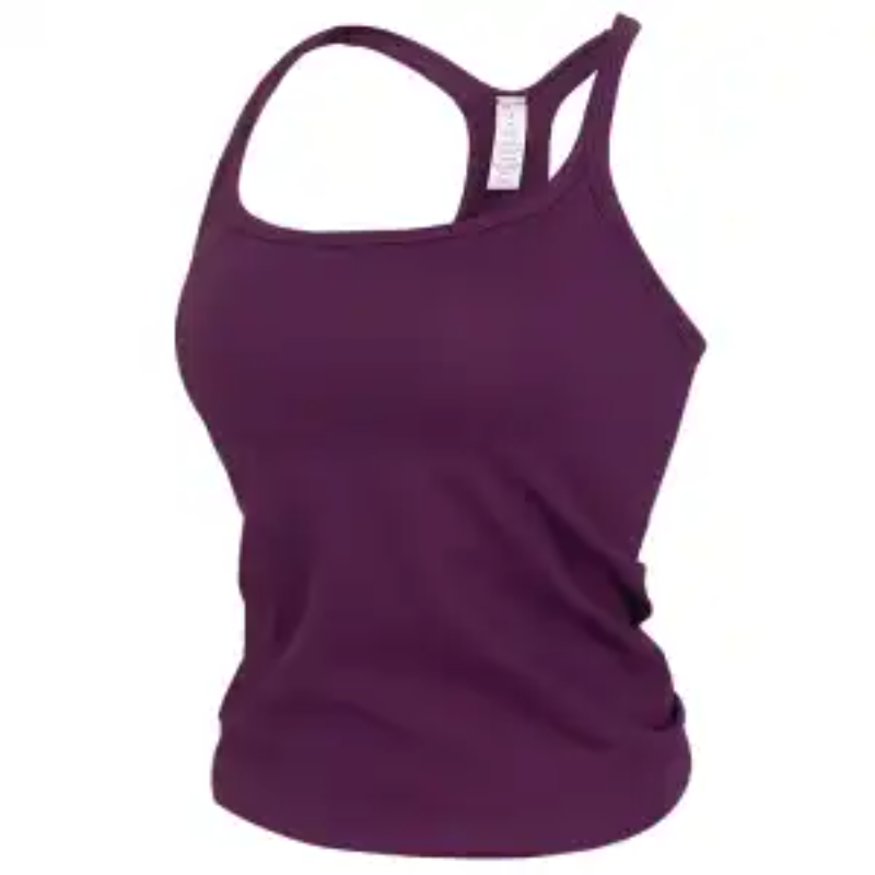レディース リブ編みシームレスタンクトップ 内蔵ブラ スリム - Seamless Ribbed Workout Tank Top のレビューと価格