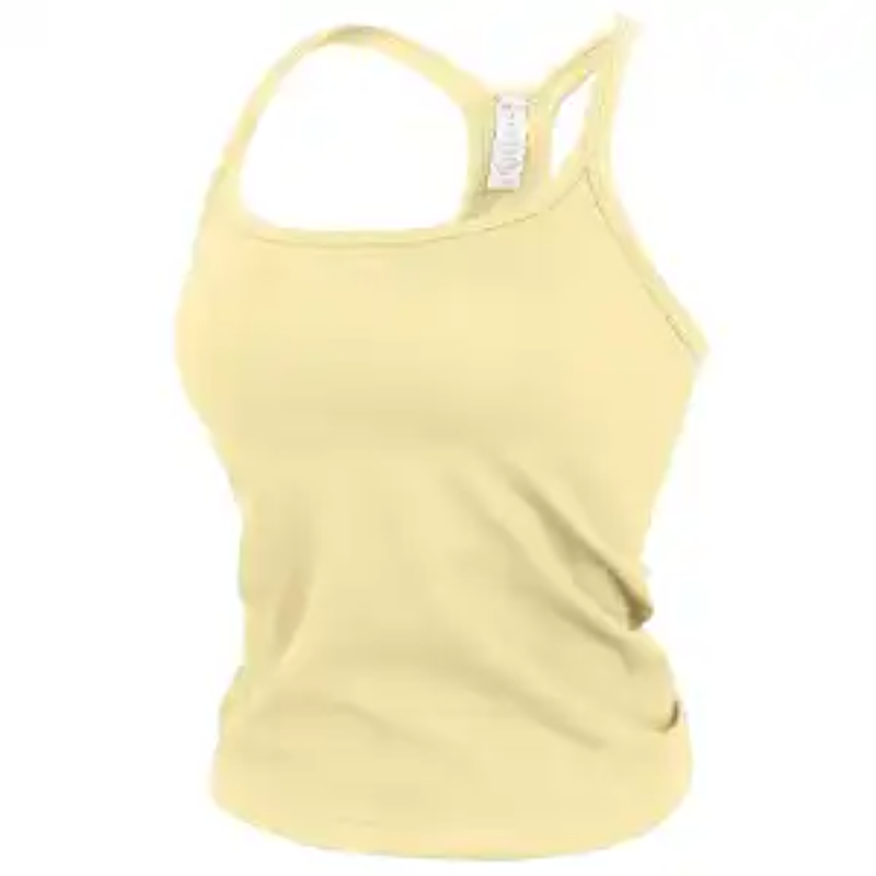 レディース リブ編みシームレスタンクトップ 内蔵ブラ スリム - Seamless Ribbed Workout Tank Top のレビューと価格