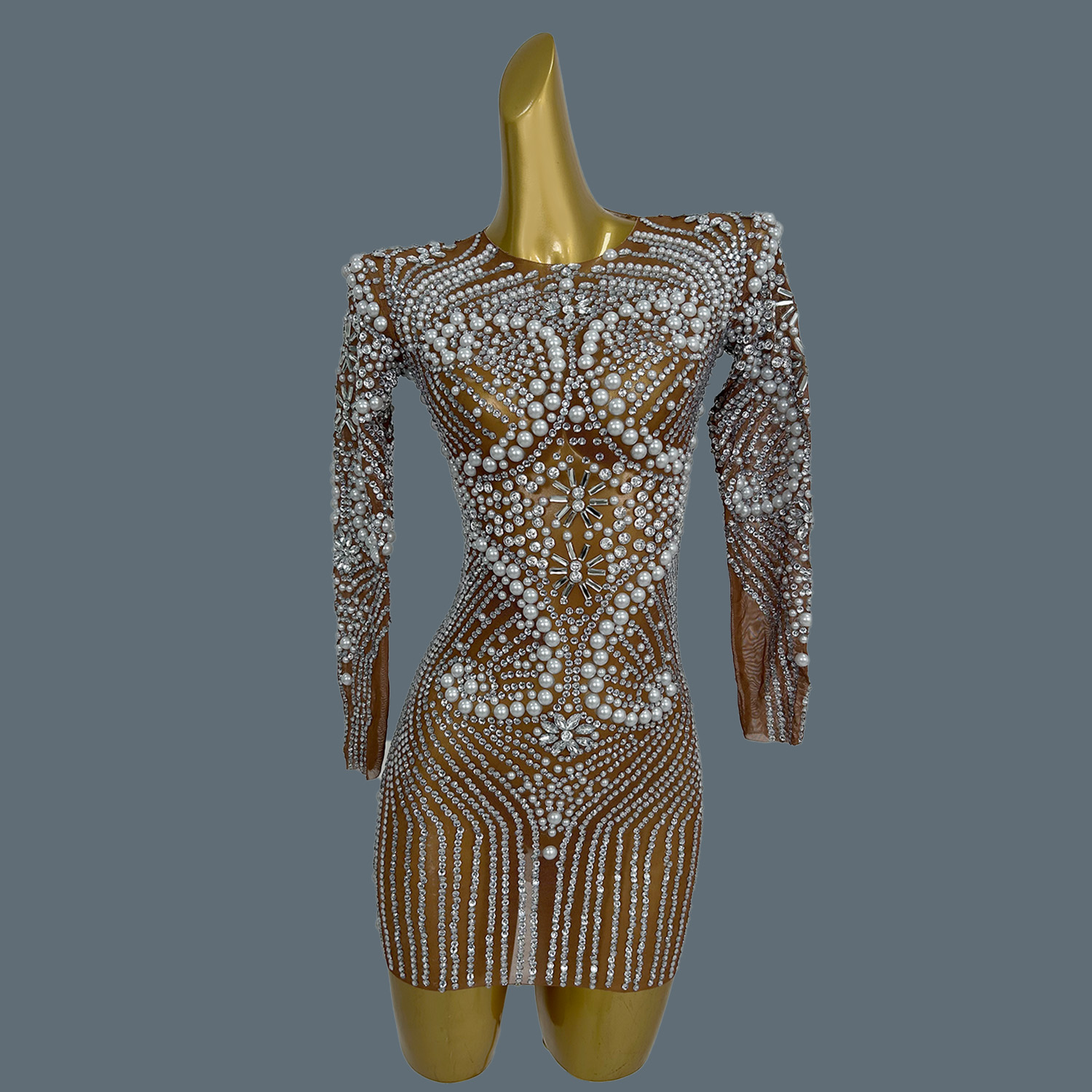 エレガントなキラキラ輝くラインストーンパール付きタイトショー - Sparkly Rhinestone Club Party Dress のレビューと価格