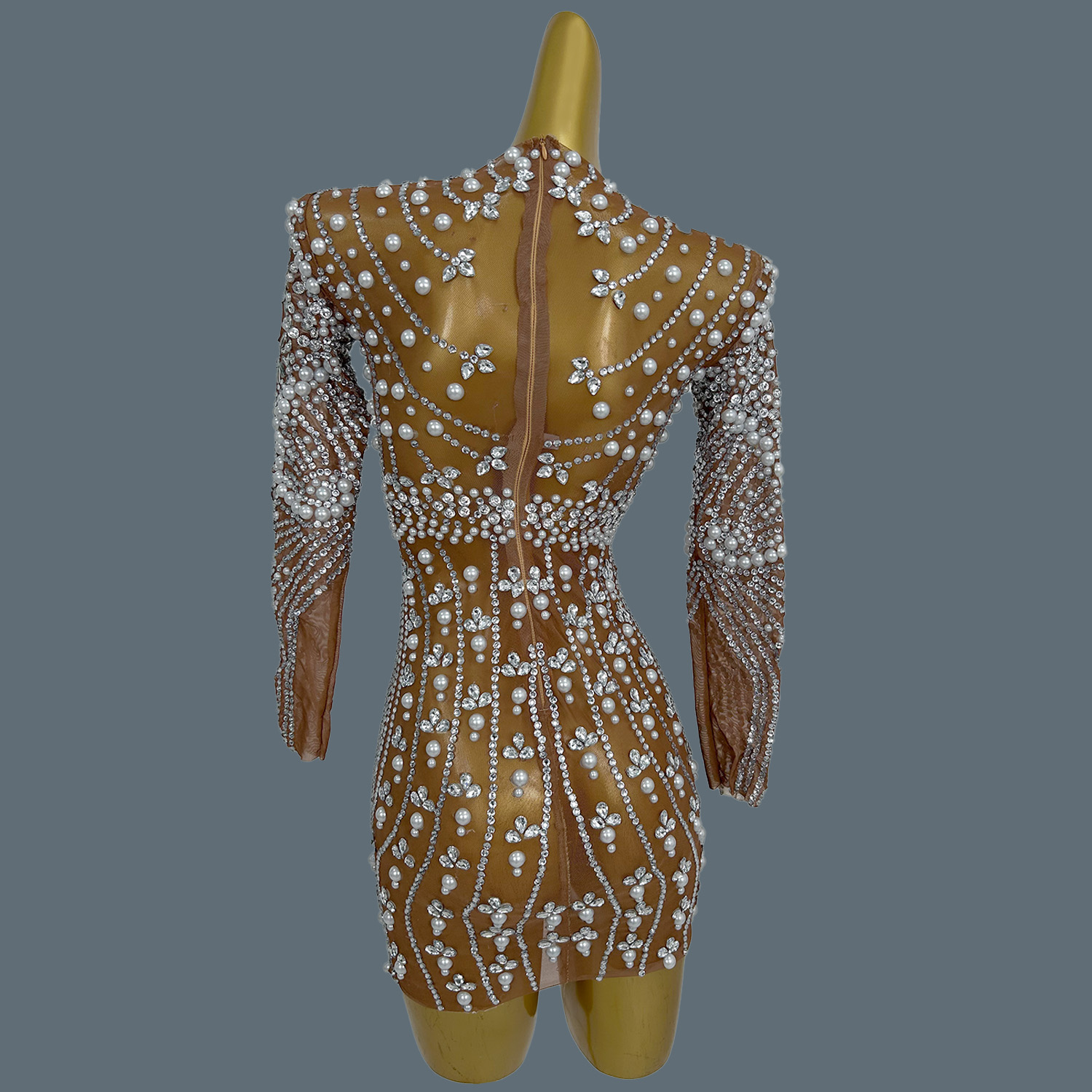 エレガントなキラキラ輝くラインストーンパール付きタイトショー - Sparkly Rhinestone Club Party Dress のレビューと価格