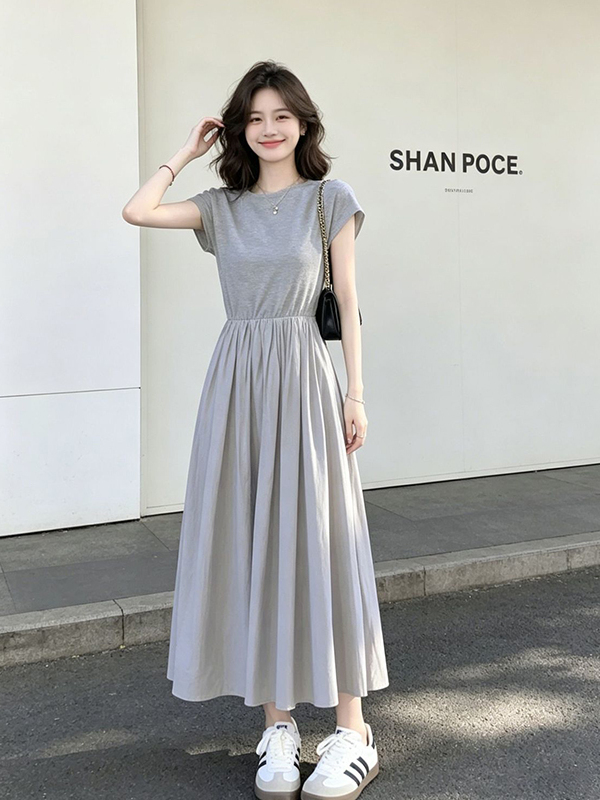 プラスサイズの女性の韓国スタイル痩身ドレス半袖 300 ポン - Korean Style A Line Shirt Dress のレビューと価格