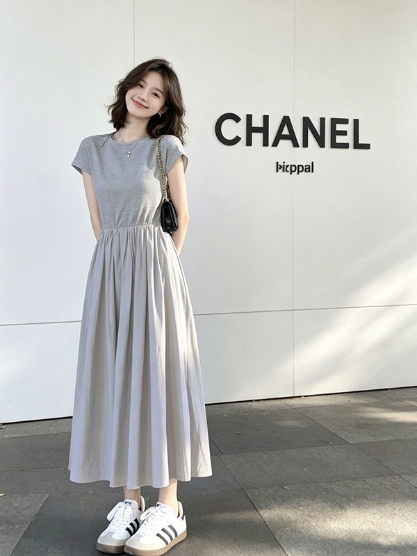 プラスサイズの女性の韓国スタイル痩身ドレス半袖 300 ポン - Korean Style A Line Shirt Dress のレビューと価格