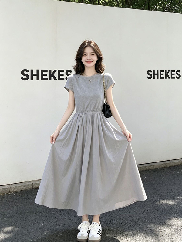 プラスサイズの女性の韓国スタイル痩身ドレス半袖 300 ポン - Korean Style A Line Shirt Dress のレビューと価格