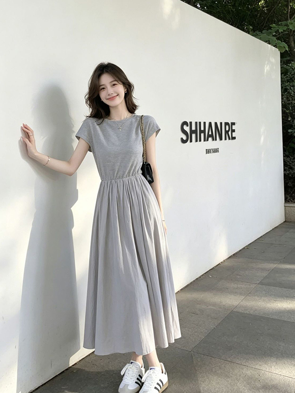 プラスサイズの女性の韓国スタイル痩身ドレス半袖 300 ポン - Korean Style A Line Shirt Dress のレビューと価格