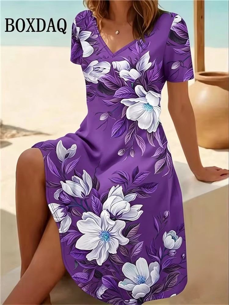 6XL プラスサイズの女性のドレス夏のビーチカジュアル A  - Boho Summer Beach Maxi Dress のレビューと価格
