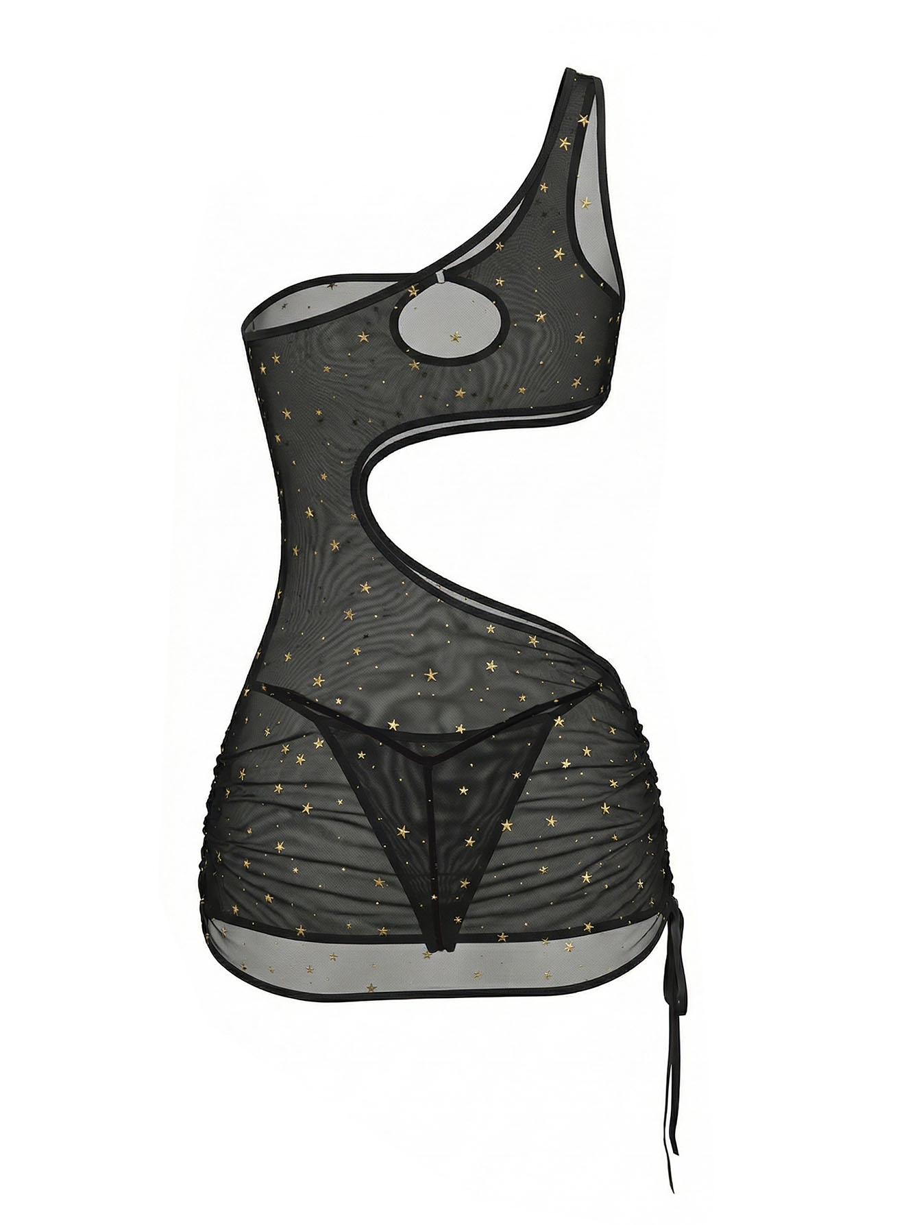 ブラック ワンショルダー スタープリント シアーメッシュ ラ - Sexy Mesh Sheer Bodycon Dress のレビューと価格