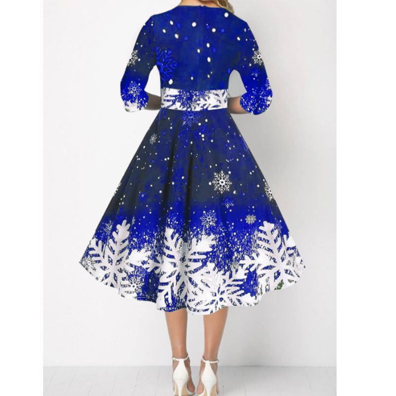 冬のクリスマスドレス女性ヴィンテージローブスイングエレガント - French Vintage Floral Midi Dress のレビューと価格