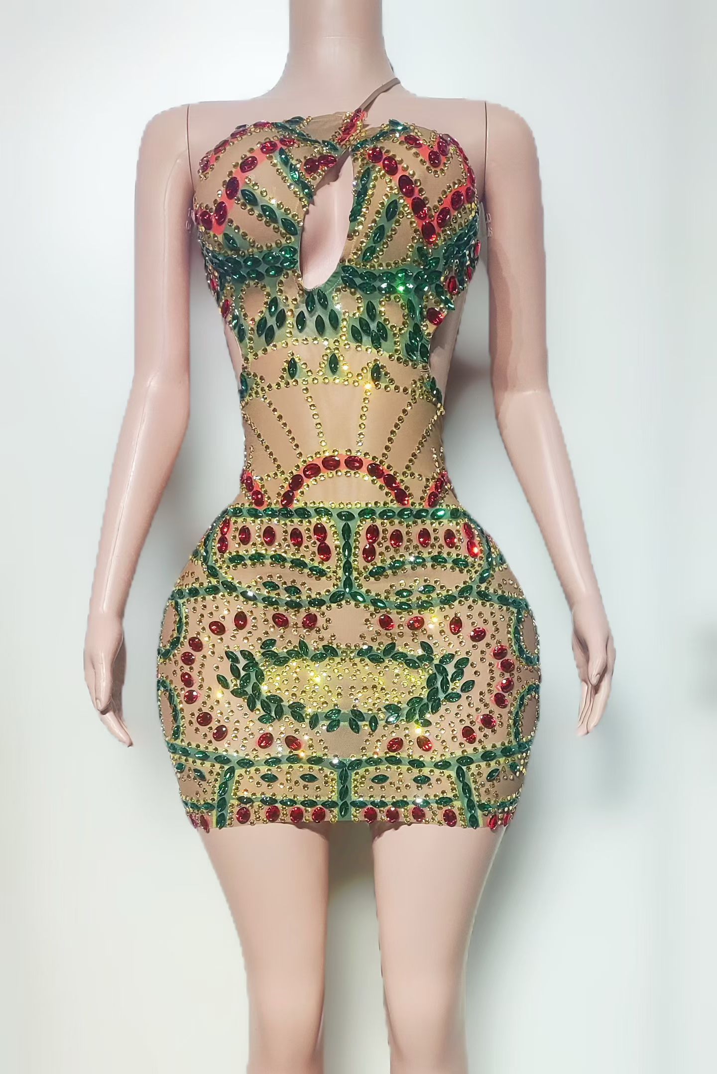 キラキラ輝くラインストーンオフショルダーハイエンドカクテルド - Sparkly Rhinestone Club Party Dress のレビューと価格