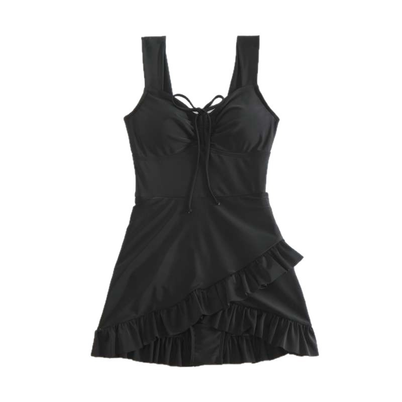 女性用水着 体型カバー水着 ソリッドブラック ハイウエスト  - Skirts のレビューと価格