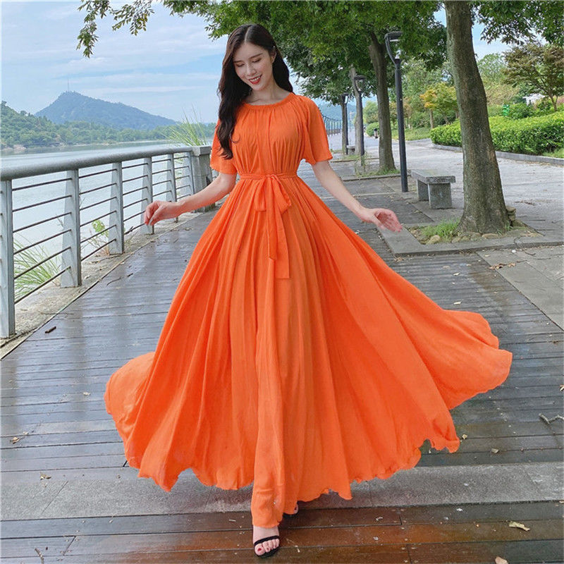 女性のための大きなボヘミアンスタイルのビーチドレス,シフォン - French Vintage Floral Midi Dress のレビューと価格