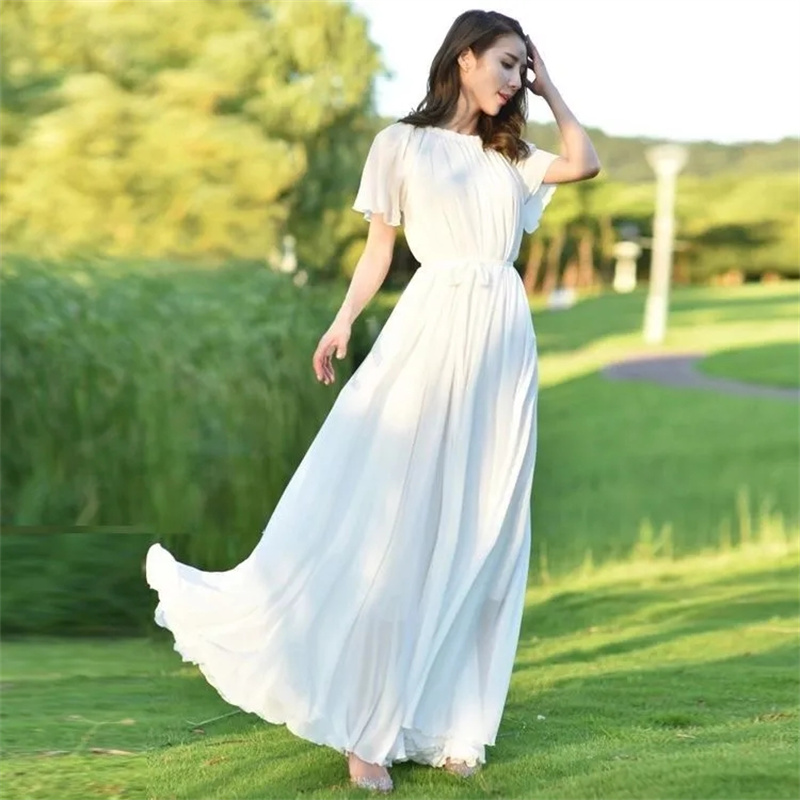 女性のための大きなボヘミアンスタイルのビーチドレス,シフォン - French Vintage Floral Midi Dress のレビューと価格