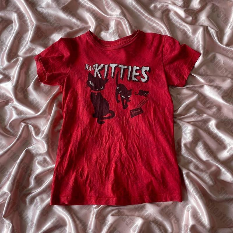 Y2K グランジサイバーゴス Tシャツヴィンテージレター猫グ - Y2K Graphic Baby Tee Crop のレビューと価格