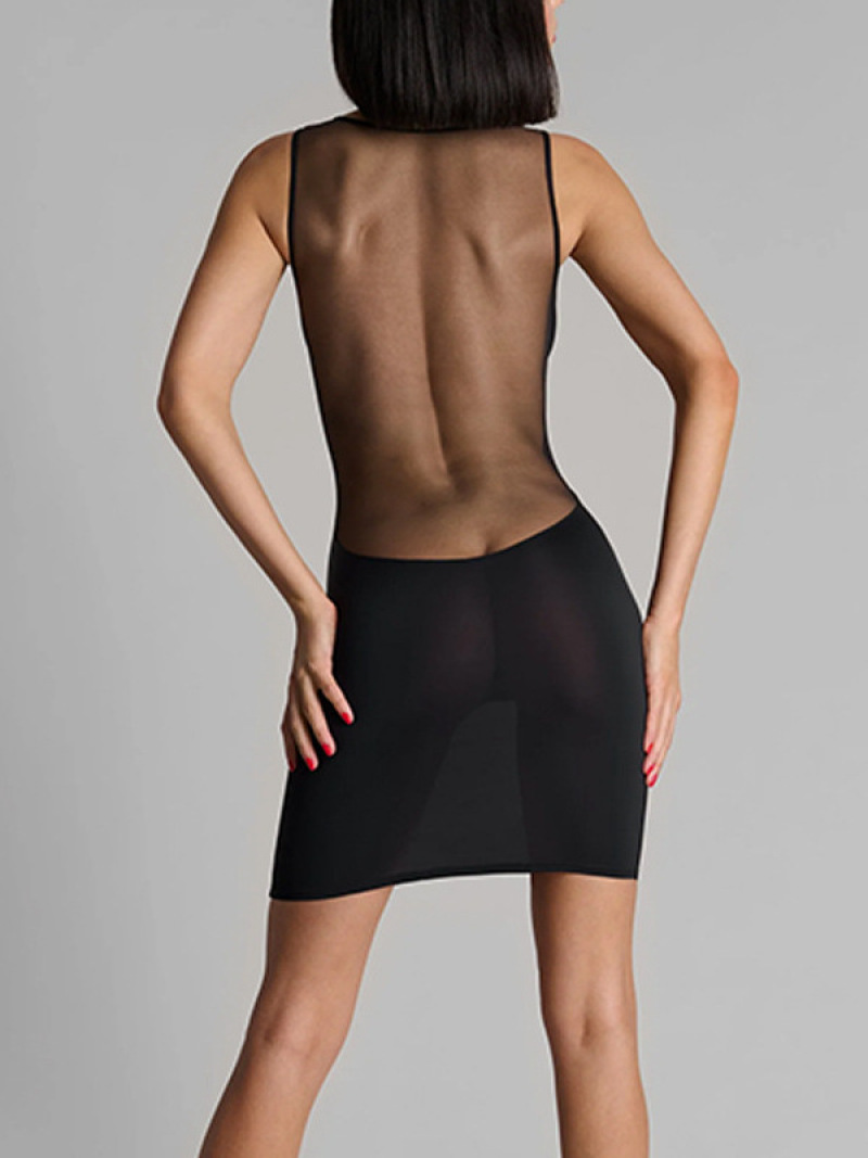 シアーメッシュインサートディープVボディコンドレス レディー - Sexy Mesh Sheer Bodycon Dress のレビューと価格