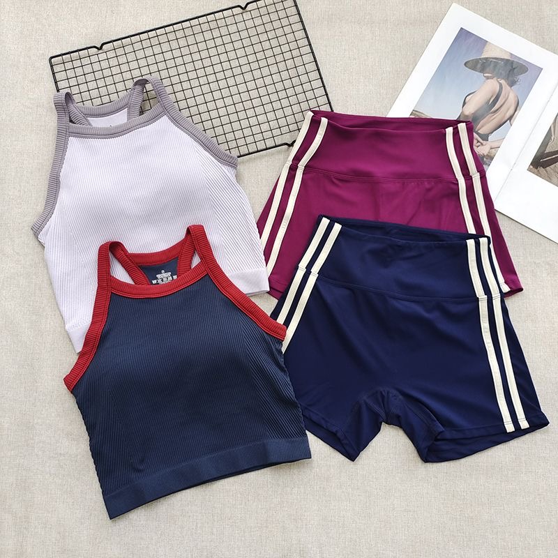 女性用リブ編みワークアウトセット 2ピース セットアップ タ - Seamless Ribbed Workout Tank Top のレビューと価格