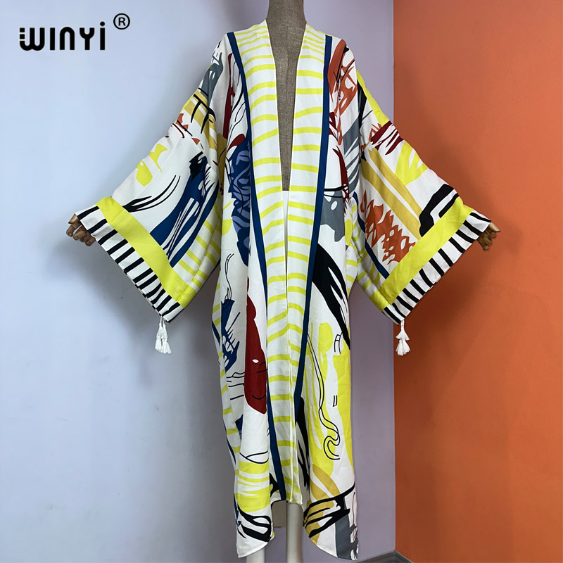 Winyi-ビーチ用の着物,自由奔放に生きるスタイル,長袖, - Boho Summer Beach Maxi Dress のレビューと価格
