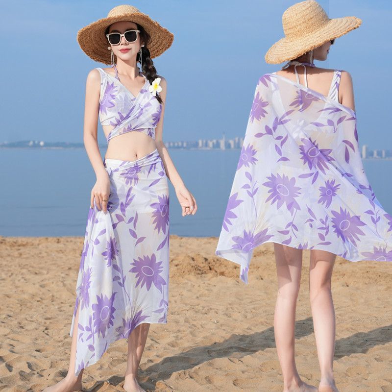 新しいファッショントライアングルビキニ3ピース水着女性用シフ - Skirts のレビューと価格