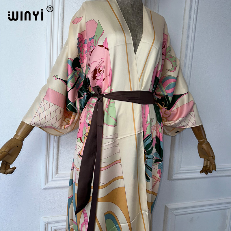 WINYI サマープリント 中東風着物 ビーチカバーアップド - Boho Summer Beach Maxi Dress のレビューと価格