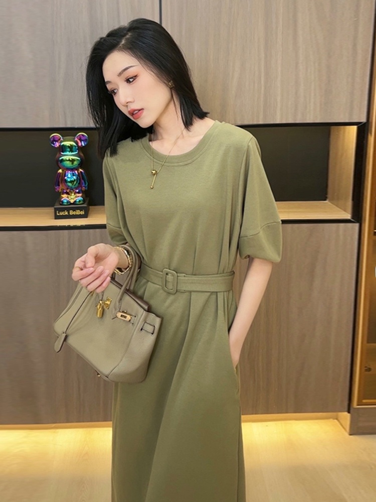 クラインブルー レディース 夏用 カジュアル ロングTシャツ - Korean Style A Line Shirt Dress のレビューと価格