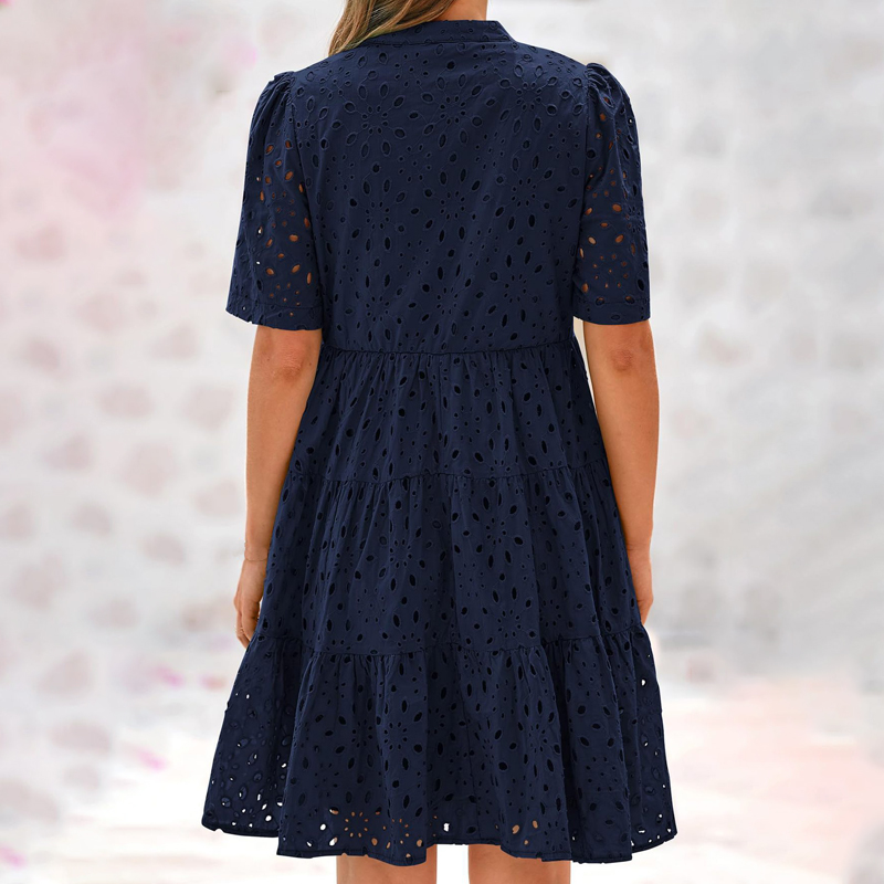 レディース ボヘミアン サマー Vネック 半袖 透かし彫りレ - French Vintage Floral Midi Dress のレビューと価格