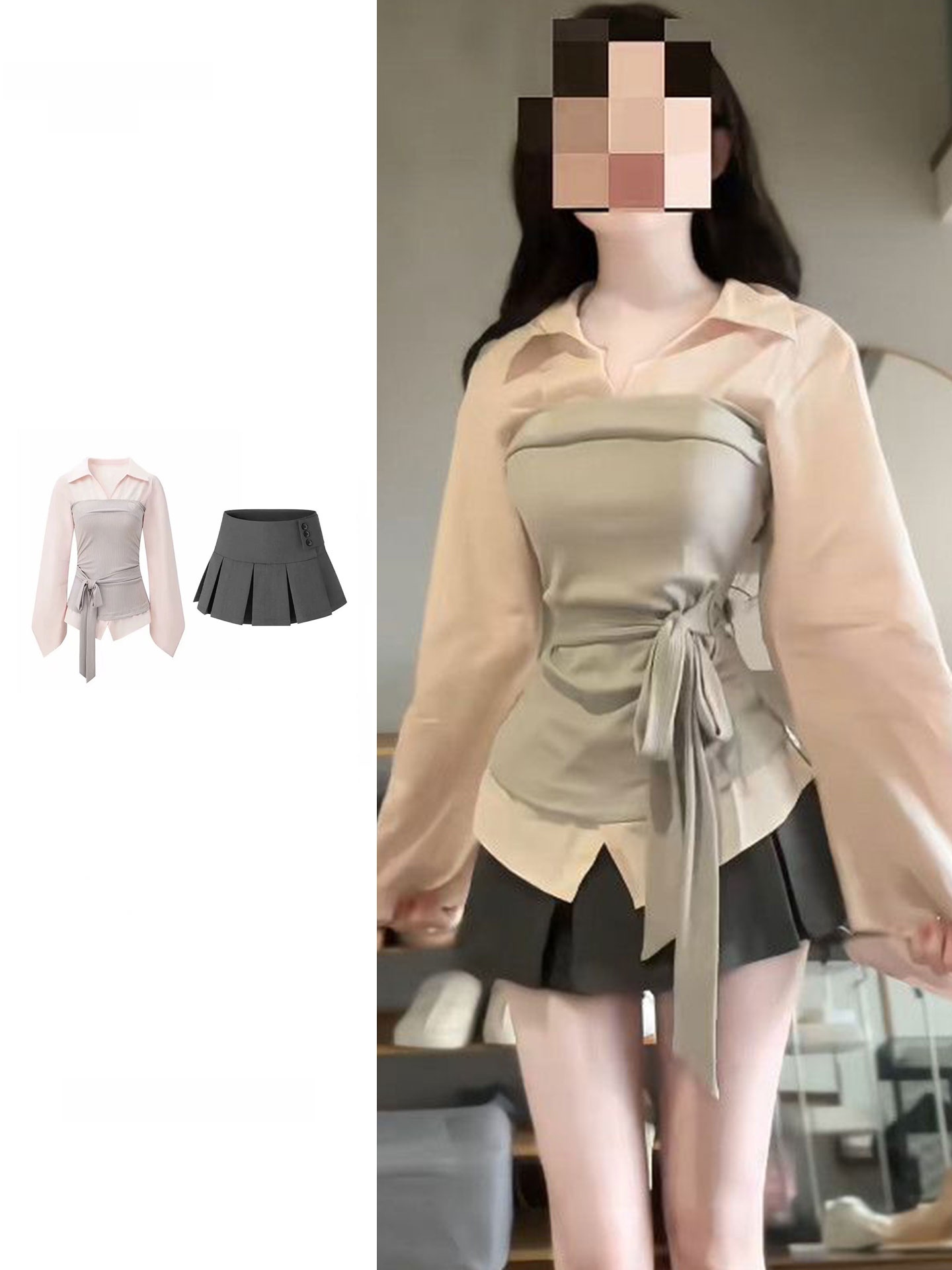 レディースプラスサイズ韓国風パッチワークカラーブロックシャツ - Korean Style A Line Shirt Dress のレビューと価格