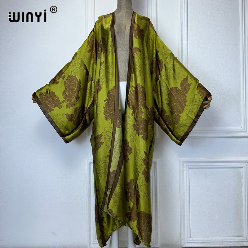 Winyi-女性のボヘミアンプリント着物,カーディガン,ビー - Boho Summer Beach Maxi Dress のレビューと価格