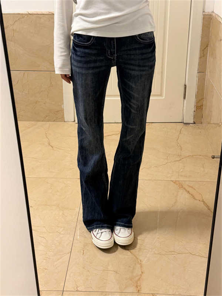 女性のローライズデニムパンツ Y2K ストレートレッグジーン - Jeans のレビューと価格